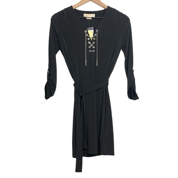 NWT Michael Kors Chain lace up dress. Size Small - Picture 7 of 13